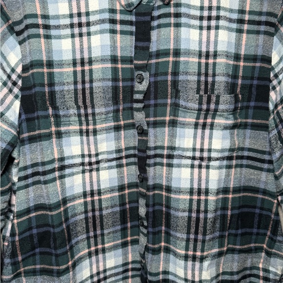 Madewell Medium midnight green flannel Sunday shirt in cronston Plaid - Picture 9 of 12